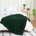 Dark Green Grid Fleece Throw Blanket 50x60 in, Soft Cozy Sof - view 1