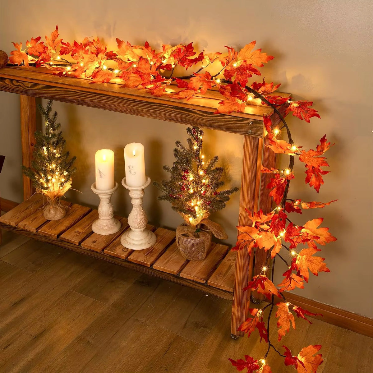 Maple Leaf Branch Lights 4.2 ft 48 LED with Remote, Warm Fal - view 8