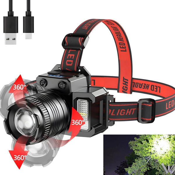Zoomable LED Headlamp with Motion Sensor, Rechargeable, Red  - view 4