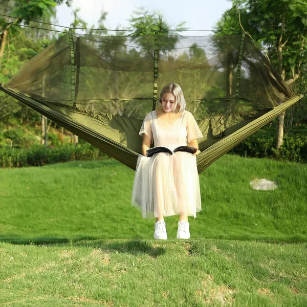 2-Person Camping Hammock with Mosquito Net, 210T Parachute N - view 2