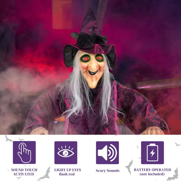 Life-Size Talking Hanging Witch 71 in, Animated Halloween Pr - view 4