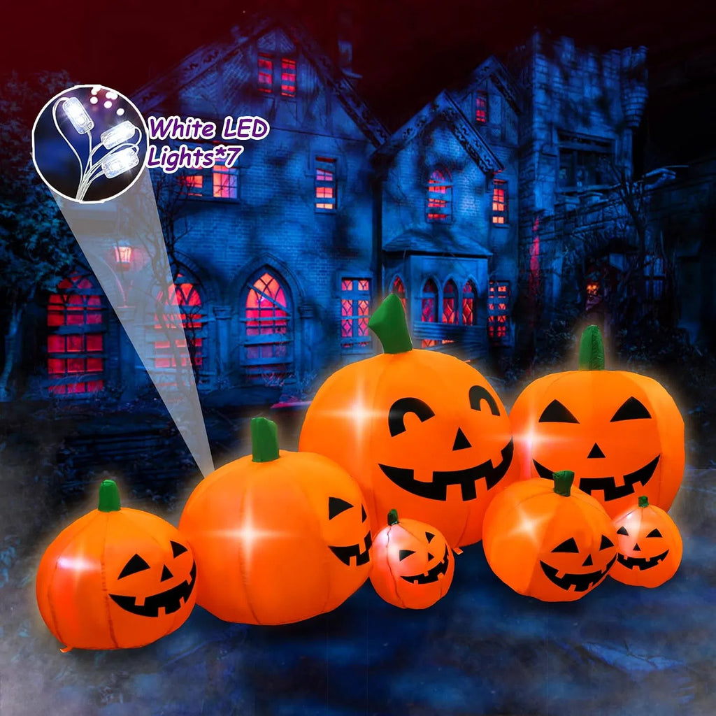 7 ft Inflatable Pumpkin Patch Family with LED Lights, Jack-o - view 2