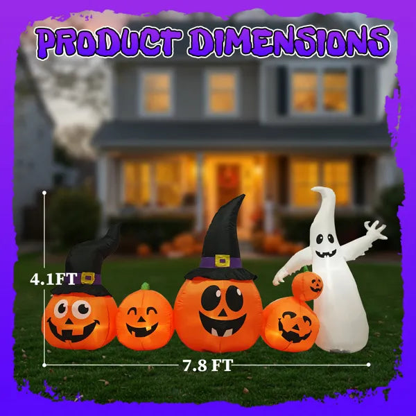 8 ft Inflatable Pumpkins and Ghost with LED Lights, Outdoor  - view 5