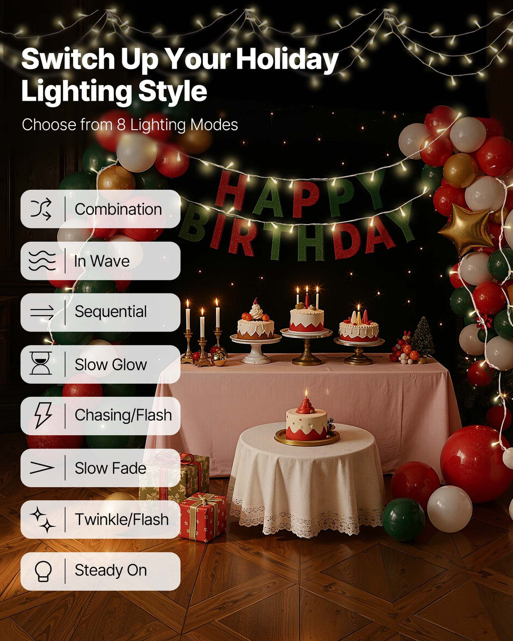 Warm White Christmas String Lights 76 ft 200 LED, Connectabl - view 4