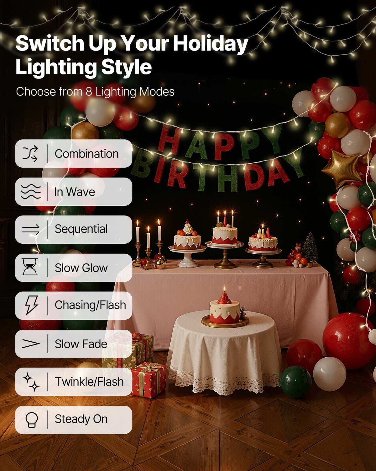 Warm White Christmas String Lights 76 ft 200 LED, Connectabl - view 4