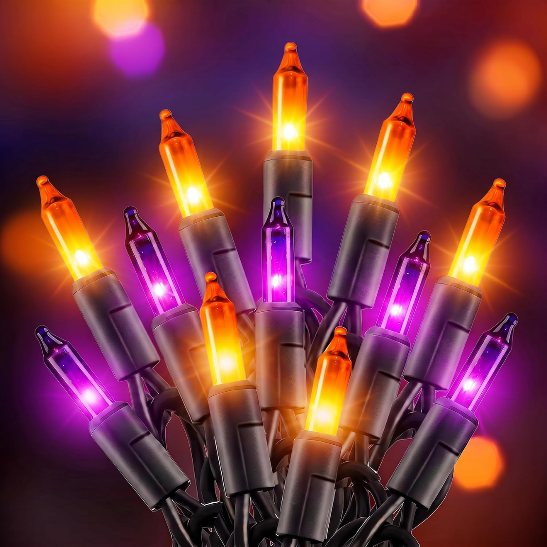 Purple and Orange Halloween Mini String Lights 20 ft, Indoor - view 1