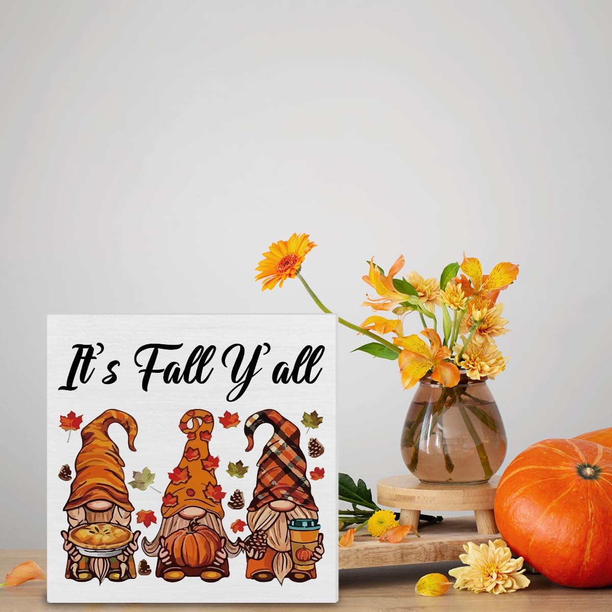 Fall Gnomes Wooden Sign, Farmhouse Autumn Decor for Desk, Sh - view 5