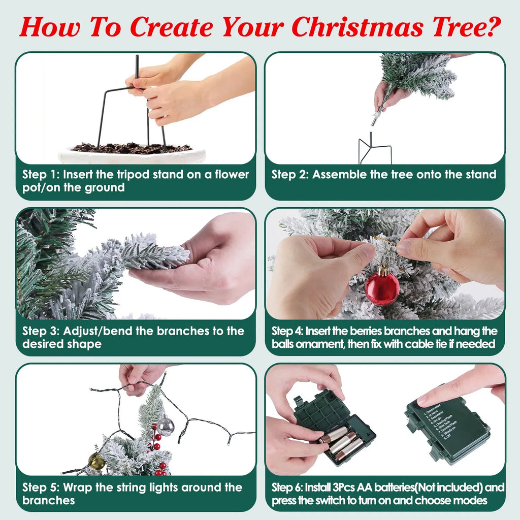 Tabletop Christmas Tree with 50 Warm LED Lights, 8 Modes and - view 4
