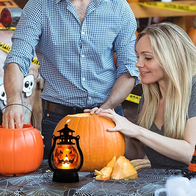 Flickering LED Pumpkin Lanterns 2-Pack, Portable Jack-o-Lant - view 3