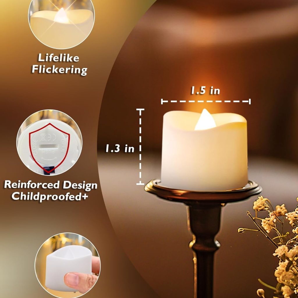 Flickering LED Tea Lights 24-Pack, Battery Flameless Votive  - view 1