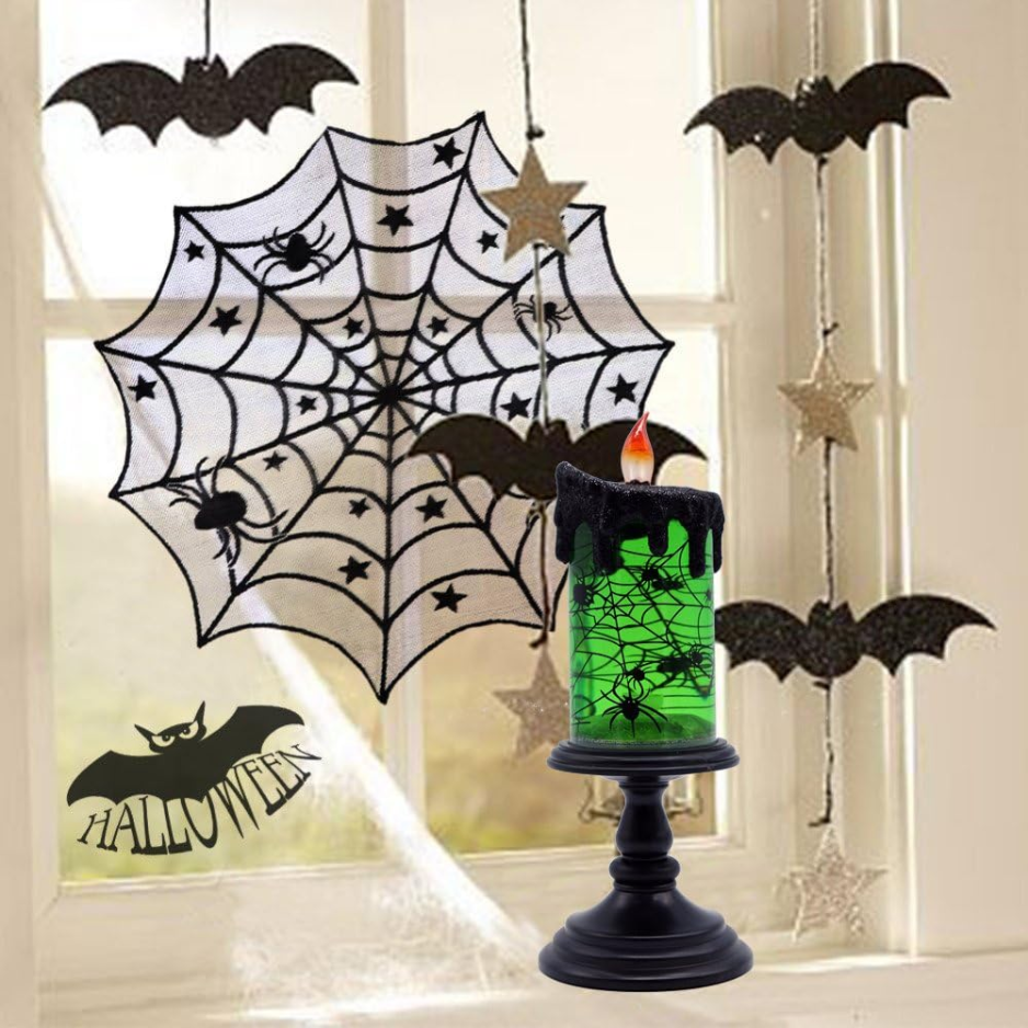 Spider Snow Globe Flameless Candle with Swirling Glitter and - view 2