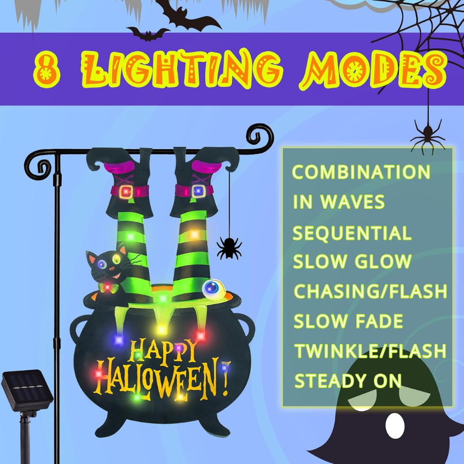 Lighted Halloween Garden Flag with Witch Feet, 12x18 in Yard - view 7