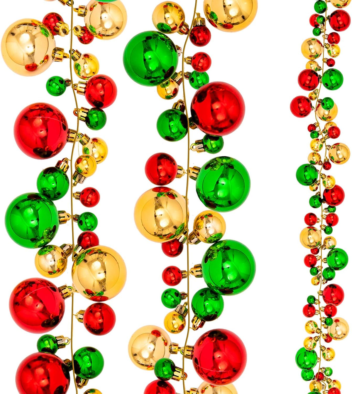 Christmas Ball Garland 6 ft, Shatterproof Red, Green and Gol - view 4