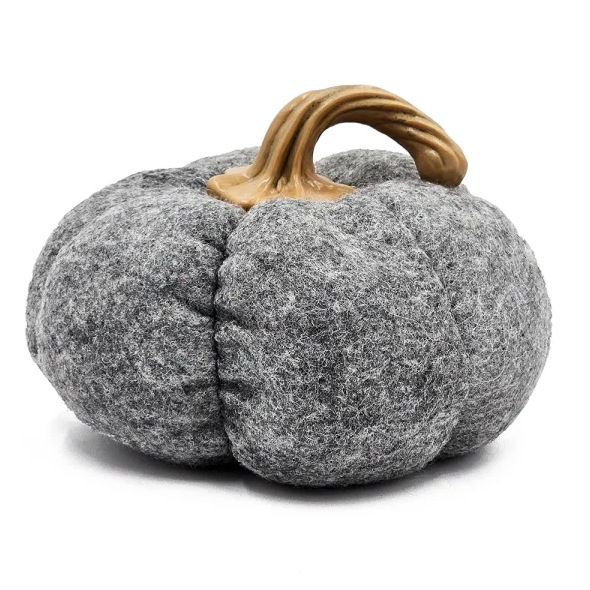 Gray Decorative Pumpkins Set of 3, Farmhouse Harvest Decor - view 5