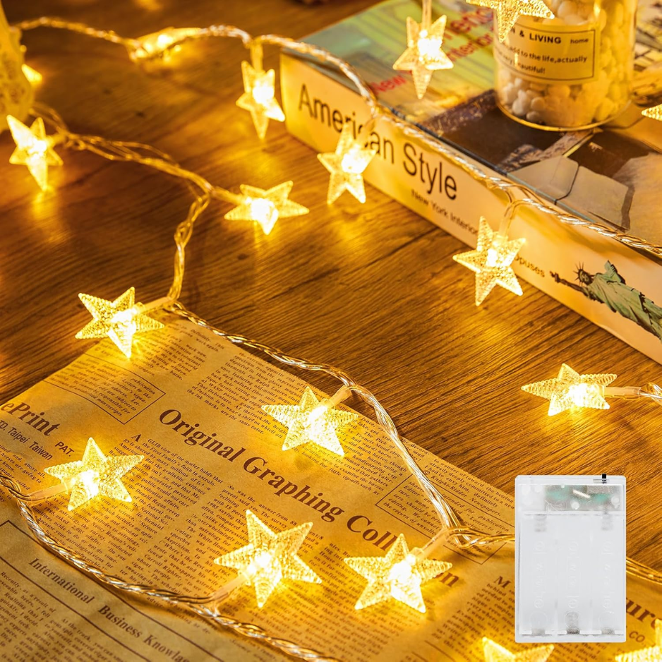50 LED Star String Lights 17 ft, Battery Operated Warm Fairy - view 1