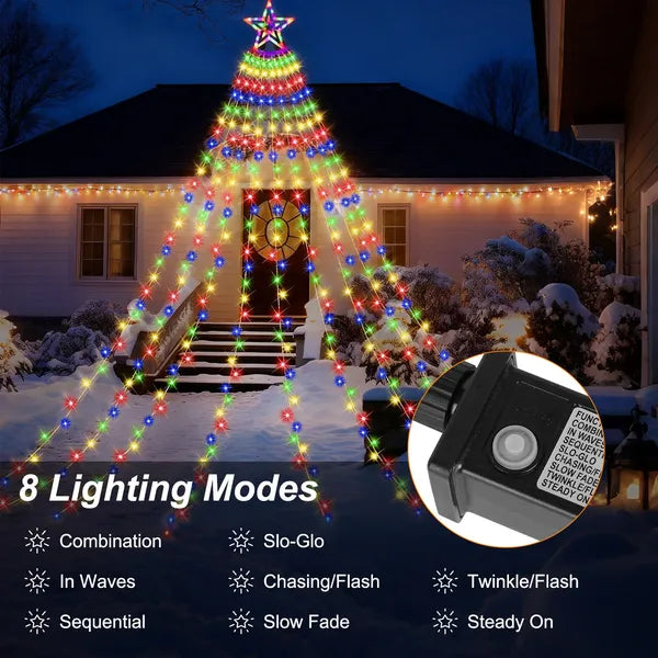 Multicolor Star Waterfall Tree Lights 11.5 ft 350 LED, Indoo - view 4