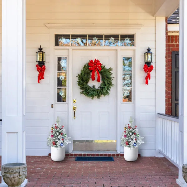 Lighted Christmas Urn Filler Trees 2-Pack, Battery Porch Tre - view 5