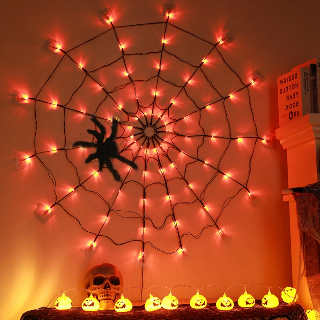 Halloween Spider Web Light 3.28 ft, 70 LED with Furry Spider - view 6