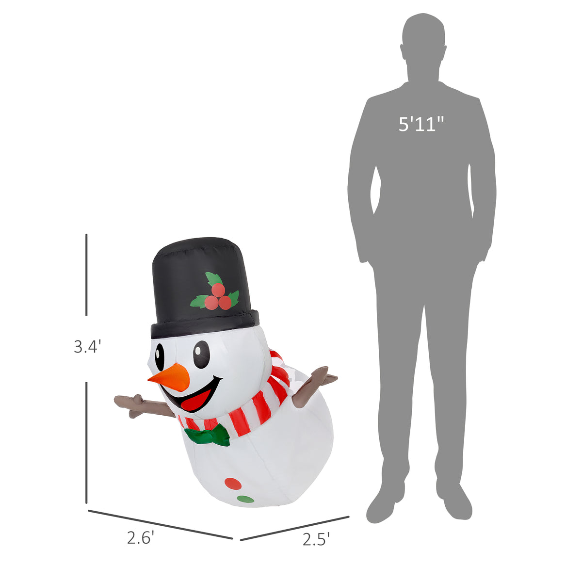 Inflatable Hanging Snowman with LED Lights, Outdoor Christma - view 3