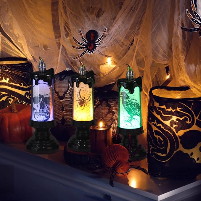 Black Flameless LED Candles 3-Pack with Remote, Skull and Sp - view 4