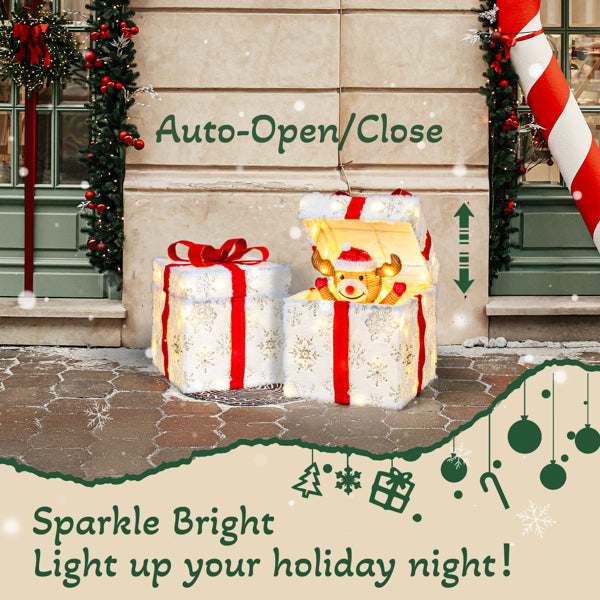 Motorized Pop-Up Gift Box with Reindeer and 60 LED Lights, C - view 8