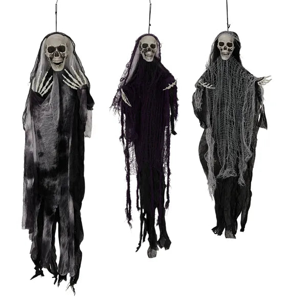 Hanging Grim Reaper Skeleton Ghosts 3-Pack, Outdoor Hallowee - view 1