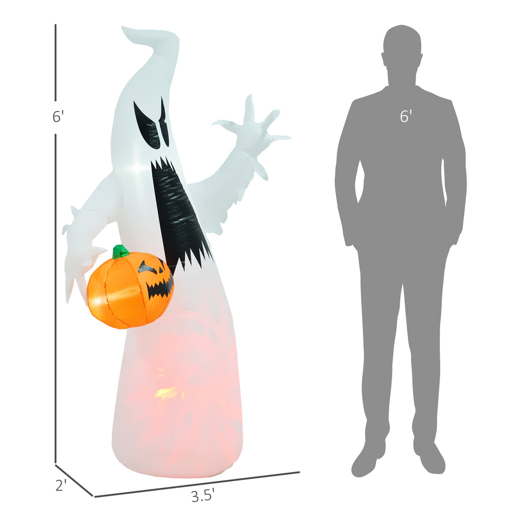 5.9 ft Inflatable Ghost with Pumpkin, LED Lighted Halloween  - view 3