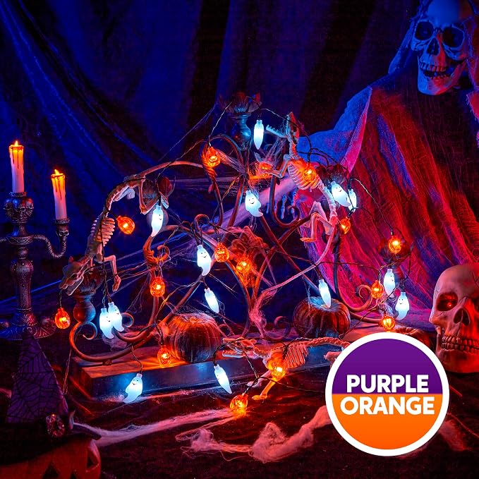 Ghost and Pumpkin String Lights 19.7 ft 30 LED, Battery Oper - view 5