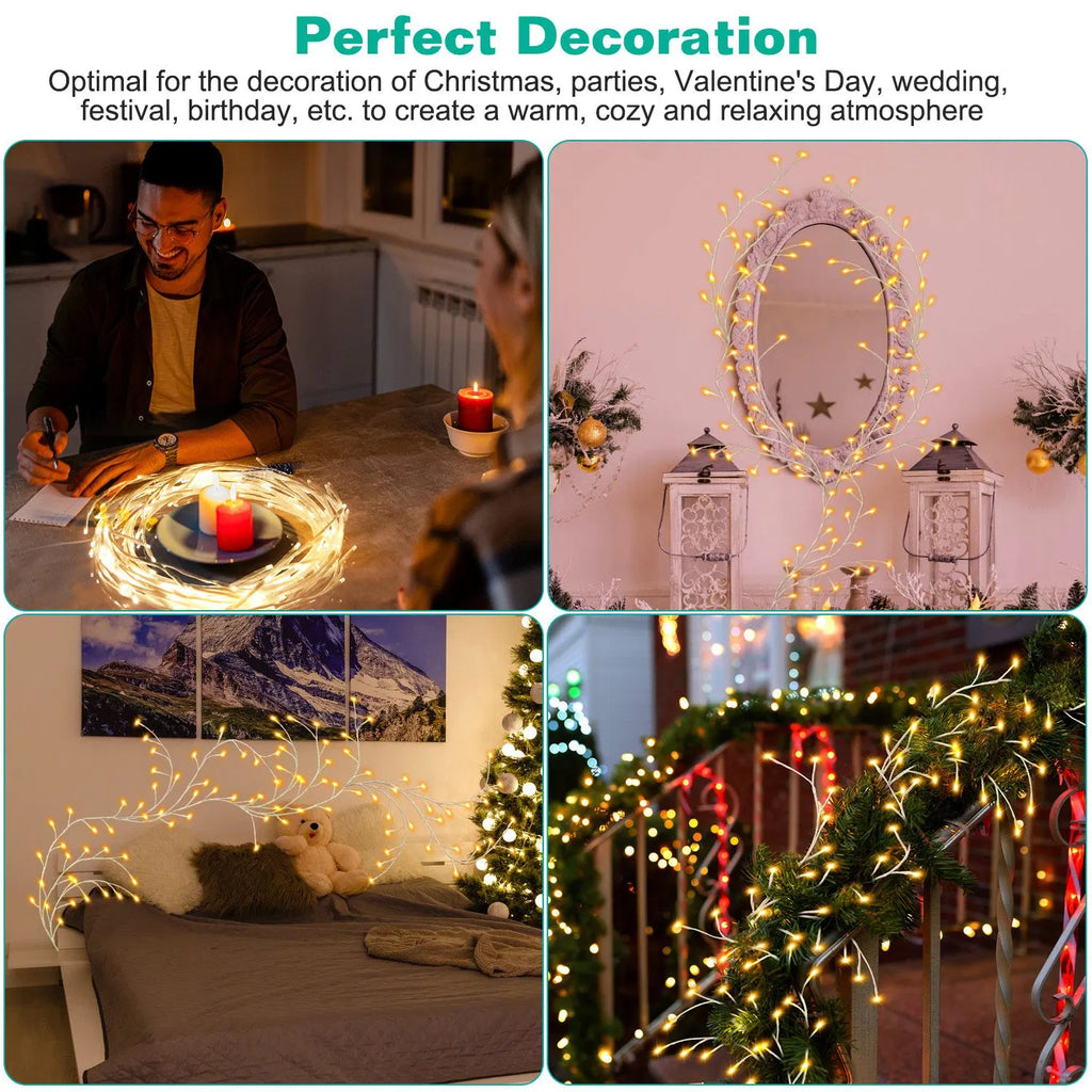 Lighted Birch Garland 7.9 ft 144 LED with Remote and Timer,  - view 8