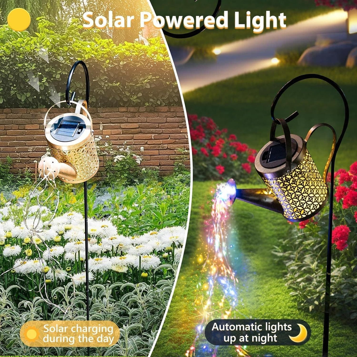 Solar Watering Can Cascading Lights with Hook, Color-Changin - view 8