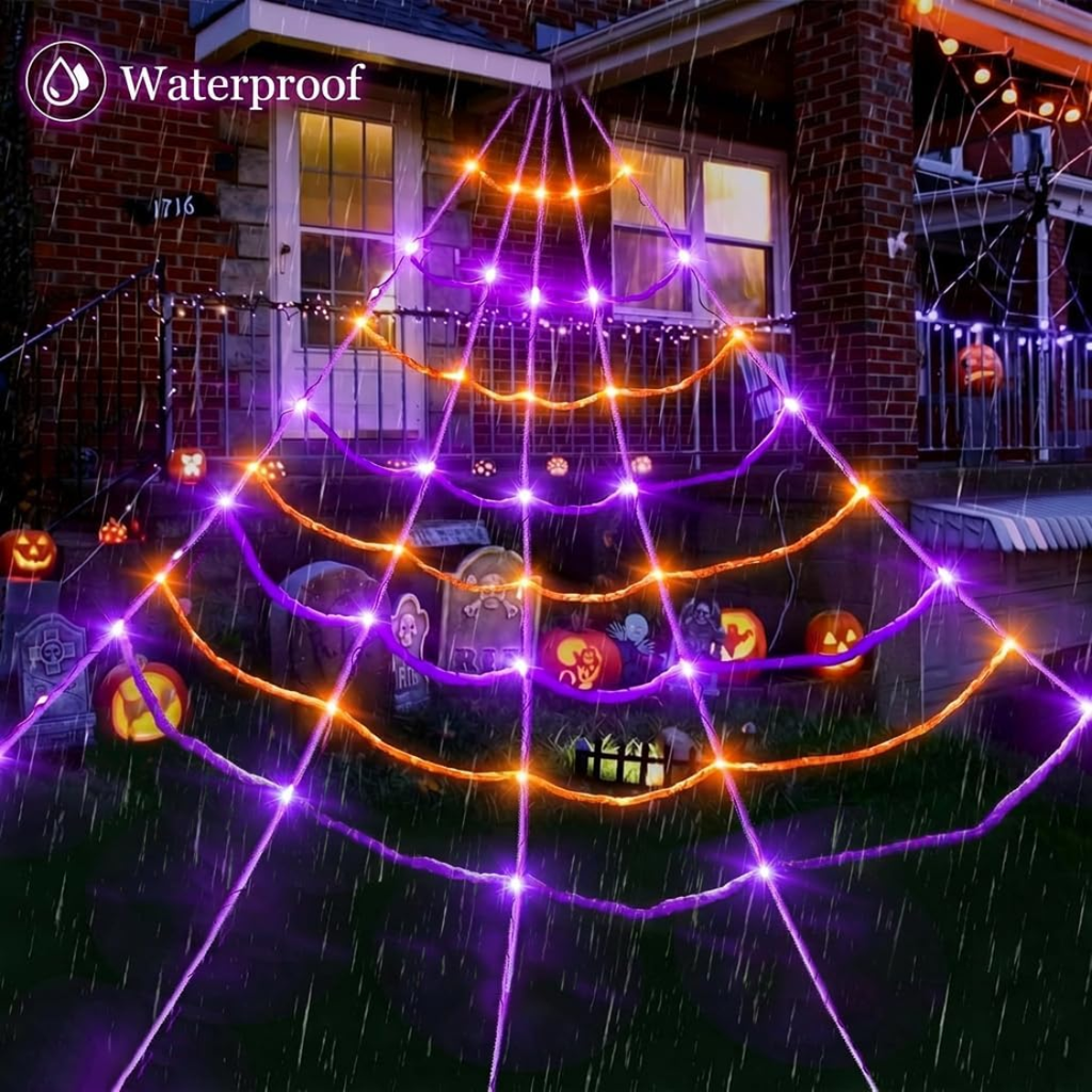 Lighted Spider Web 150 LED, Motion-Activated Halloween Yard  - view 6