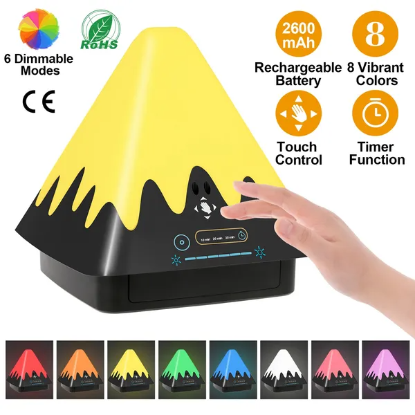 Rechargeable Touch Night Light Table Lamp, 8 Colors, Dimmabl - view 3