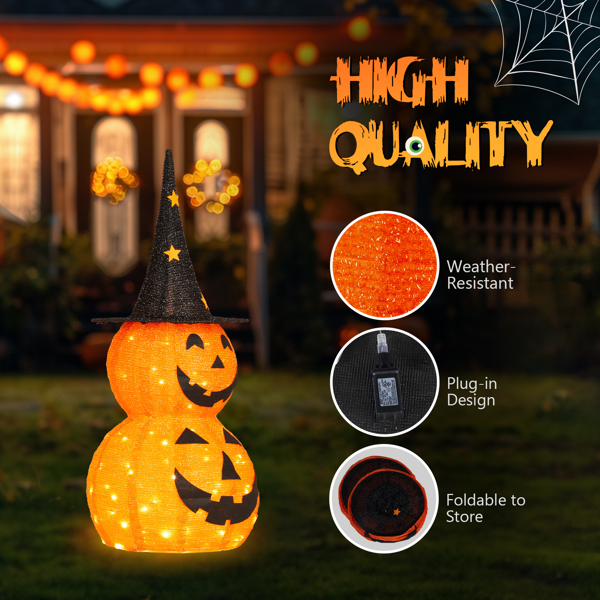 Collapsible Pumpkins 3 ft 2-Pack with 150 LED Lights, Outdoo - view 8