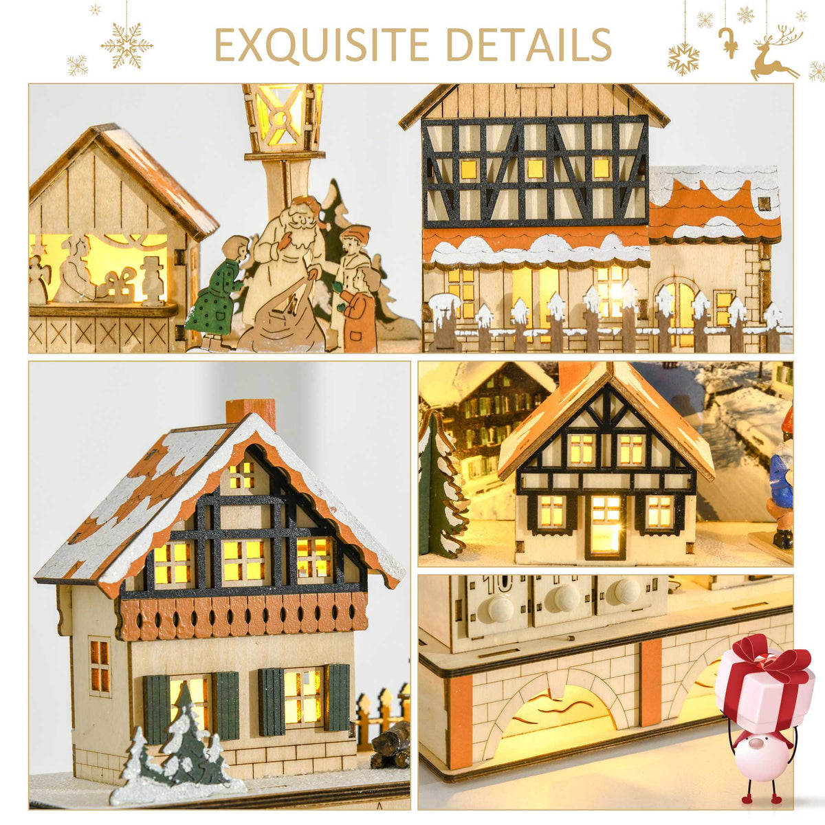 Light-Up Wooden Christmas Village Advent Calendar with Count - view 1