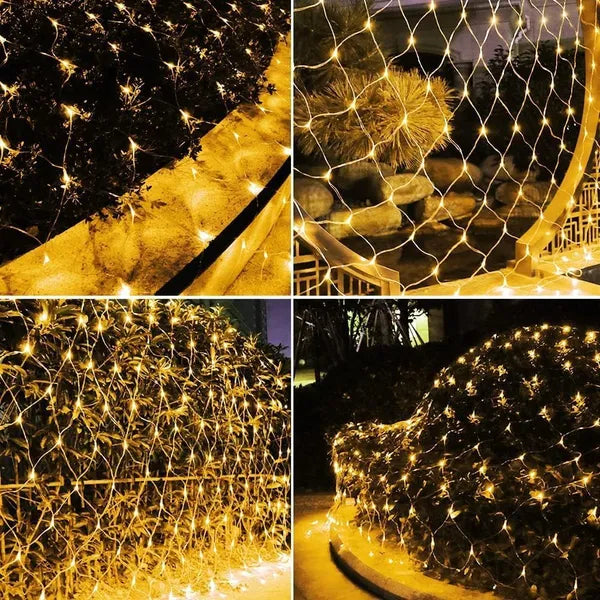 Christmas Net Lights 192 LED, 6.5x10 ft Battery Mesh Lights  - view 1