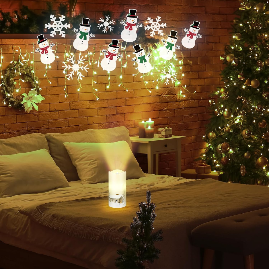 Snowman Flameless Candles with Projector Lights, Christmas H - view 2