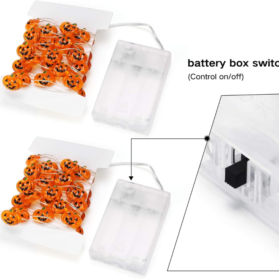 LED Pumpkin String Lights 2-Pack, Battery Operated Jack-o-La - view 3