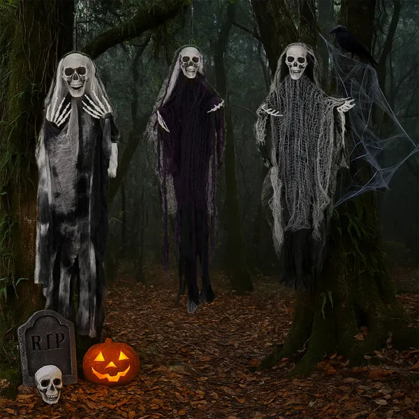 Hanging Grim Reaper Skeleton Ghosts 3-Pack, Outdoor Hallowee - view 4