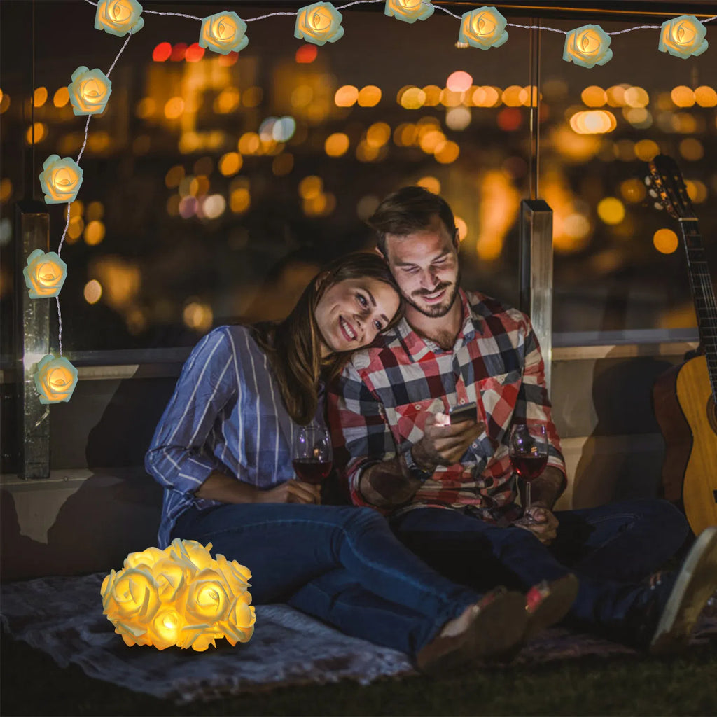 Rose Flower String Lights 2-Pack, 10 ft 20 LED Each, Battery - view 2