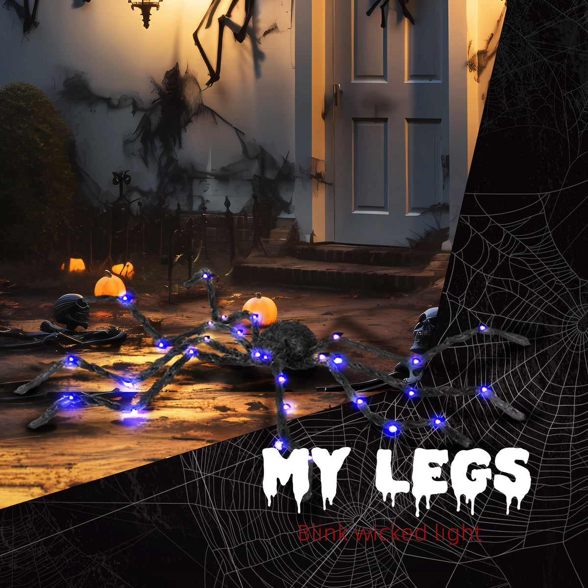Light-Up Oversized Spider with Bendable Legs, Outdoor Hallow - view 1