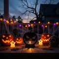 Gothic Pumpkin Metal Candle Holder, Spooky Halloween Centerp - view 1