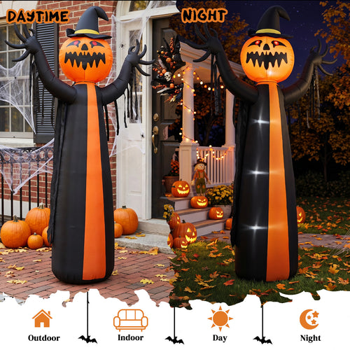 10 ft Inflatable Pumpkin Ghost in Cape with Rotating Head an - view 2