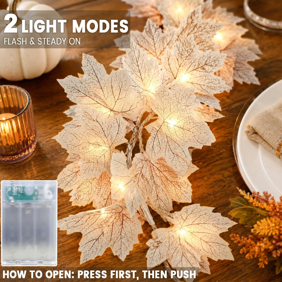Maple Leaf Garland Lights 13 ft 40 LED, Battery Operated Fal - view 6