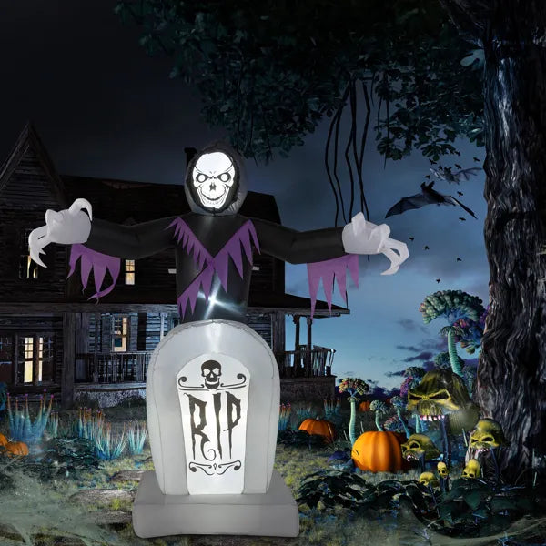 8 ft Inflatable Grim Reaper and Tombstones with LED Lights,  - view 5