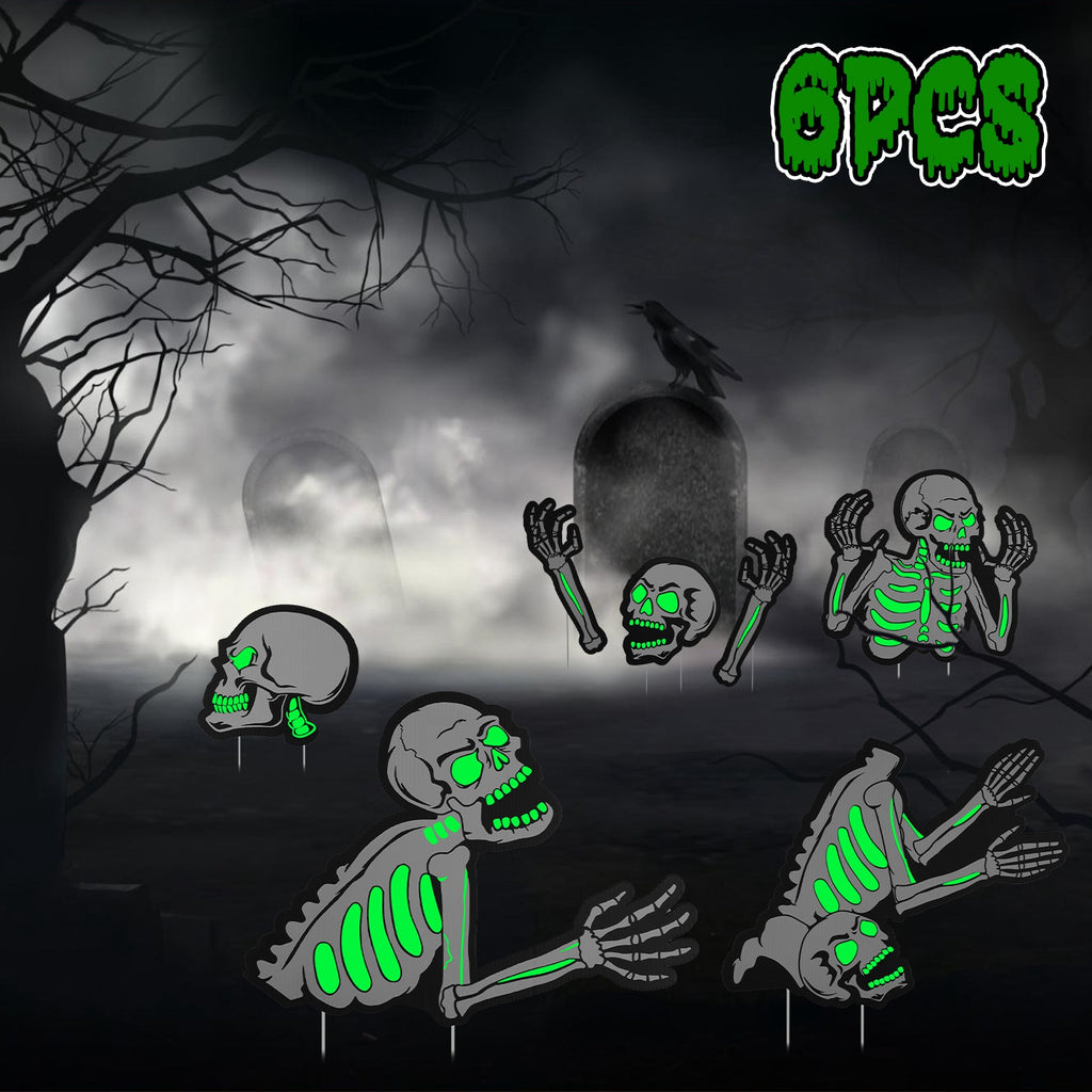 Glow-in-the-Dark Halloween Yard Signs, Skulls, Tombstones or - view 7