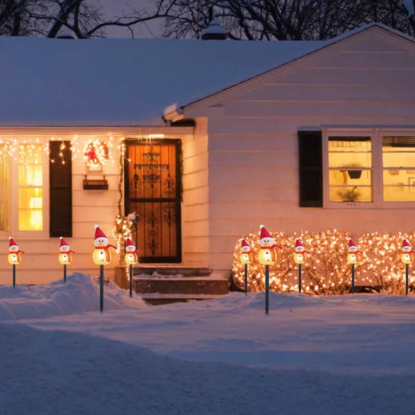 Solar Snowman Trio Stake Light, Warm White Christmas Garden  - view 5