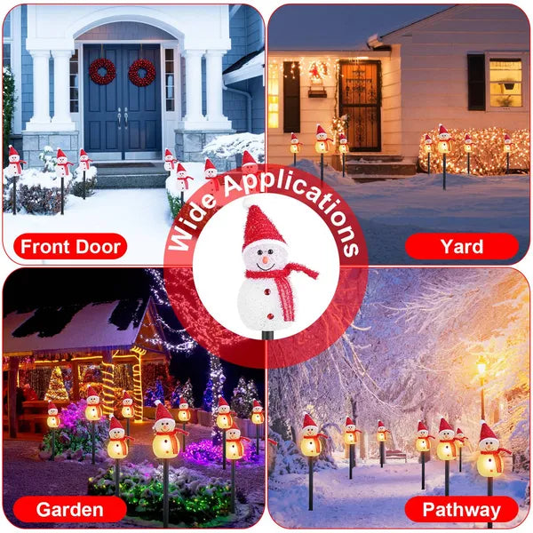 Solar Snowman Trio Stake Light, Warm White Christmas Garden  - view 1