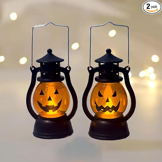 Flickering LED Pumpkin Lanterns 2-Pack, Portable Jack-o-Lant - view 4