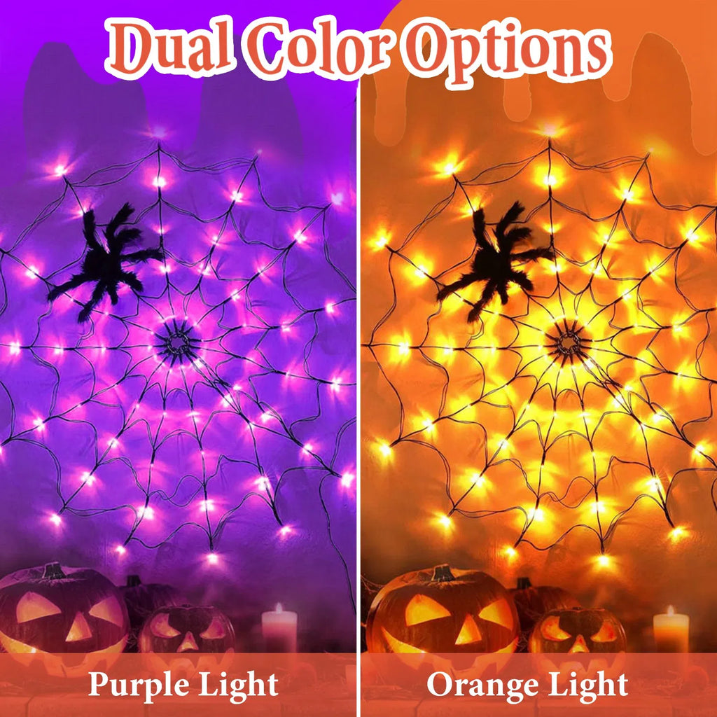 Halloween Spider Web Light 3.28 ft, 70 LED with Furry Spider - view 8