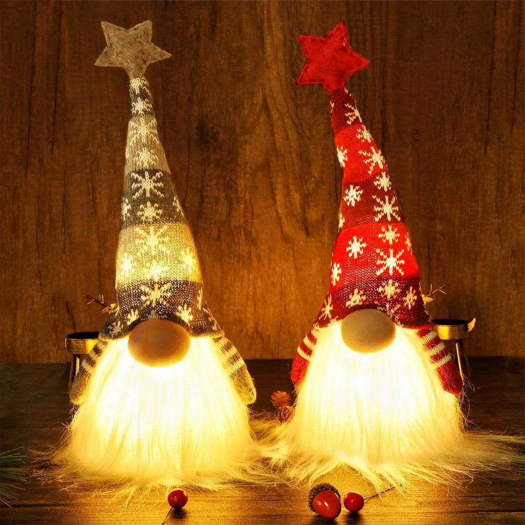 Lighted Christmas Gnome, Handmade Plush Scandinavian Tomte H - view 4